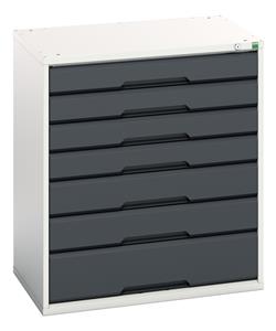 verso drawer cabinet with 7 drawers. WxDxH: 800x550x900mm. RAL 7035/5010 or selected Bott Verso Drawer Cabinets 800 x 550  Tool Storage for garages and workshops